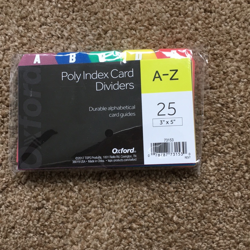 Index Card Dividers